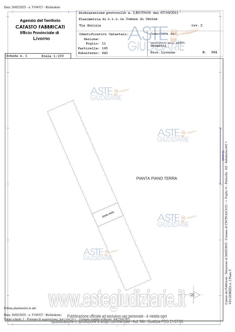 Planimetria del bene