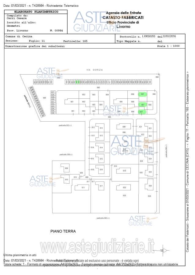 Planimetria del bene