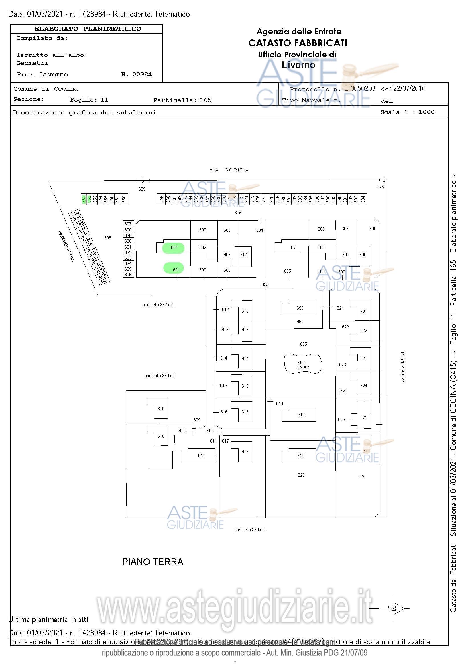 Planimetria del bene