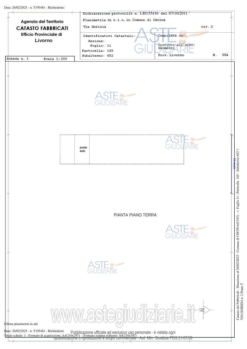 Planimetria del bene