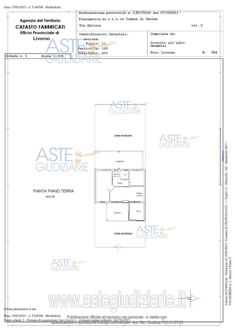 Planimetria del bene