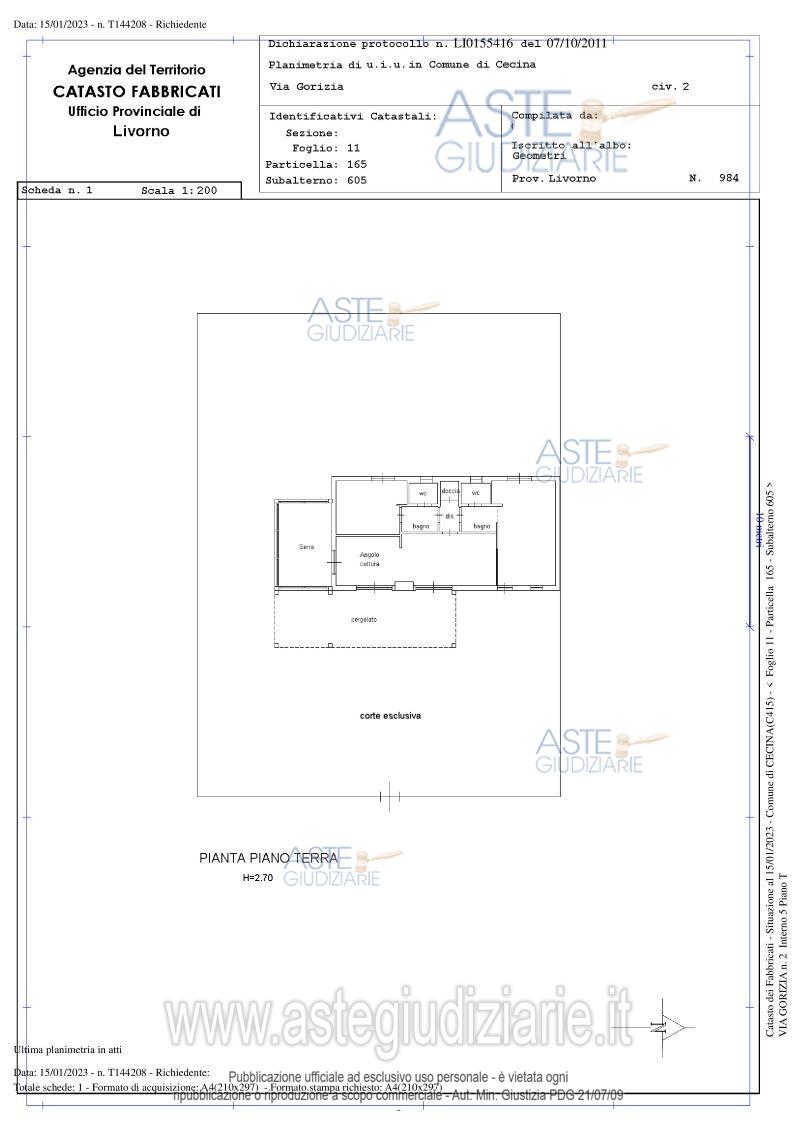 Planimetria del bene