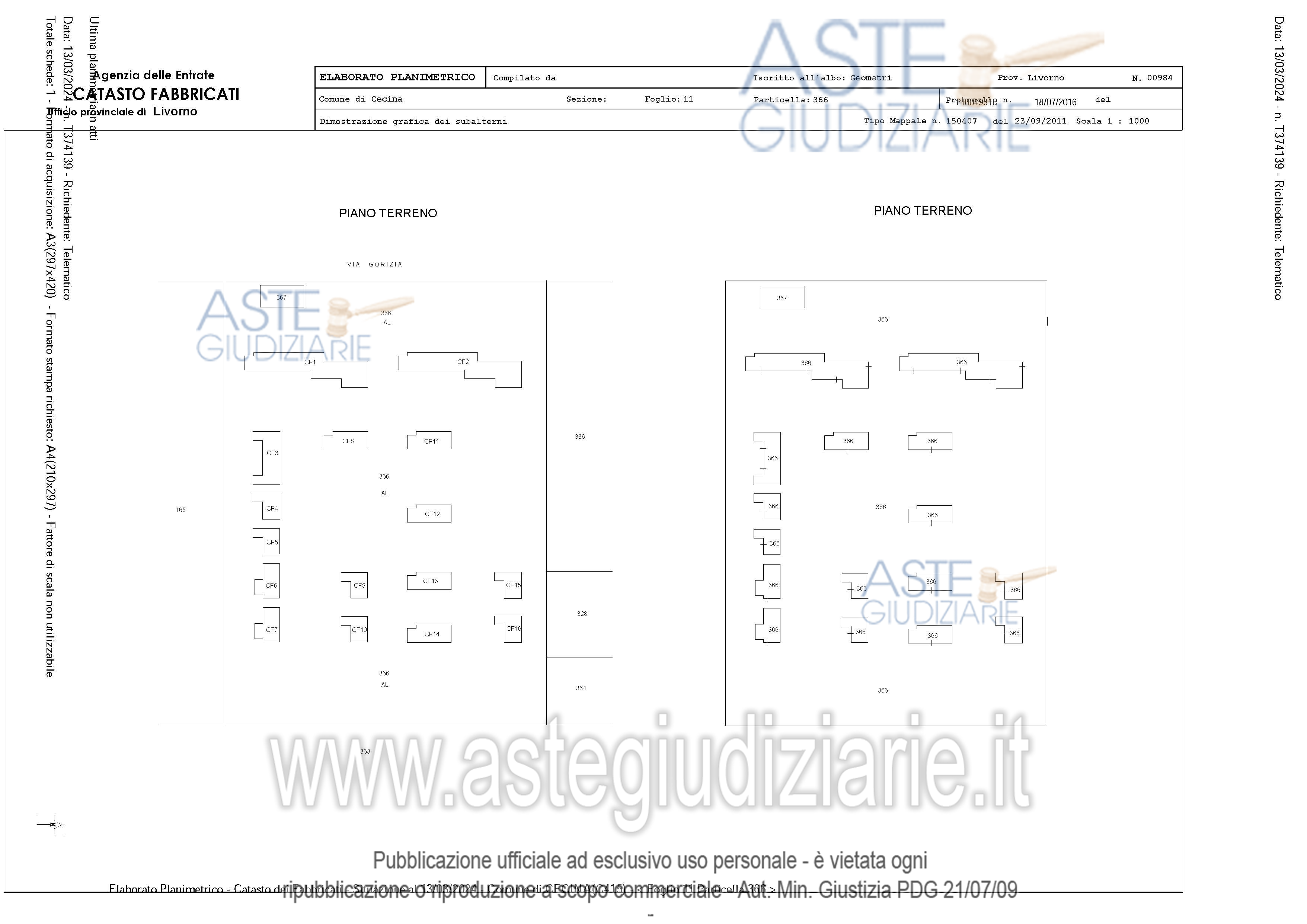 Planimetria del bene