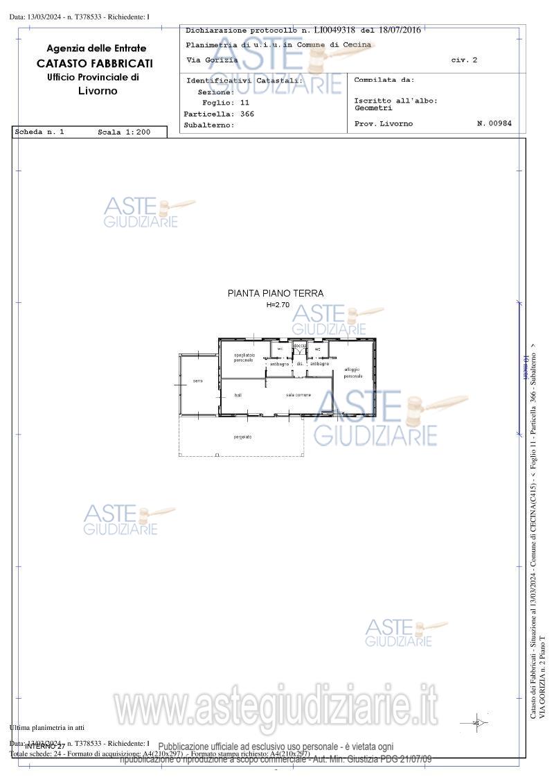 Planimetria del bene
