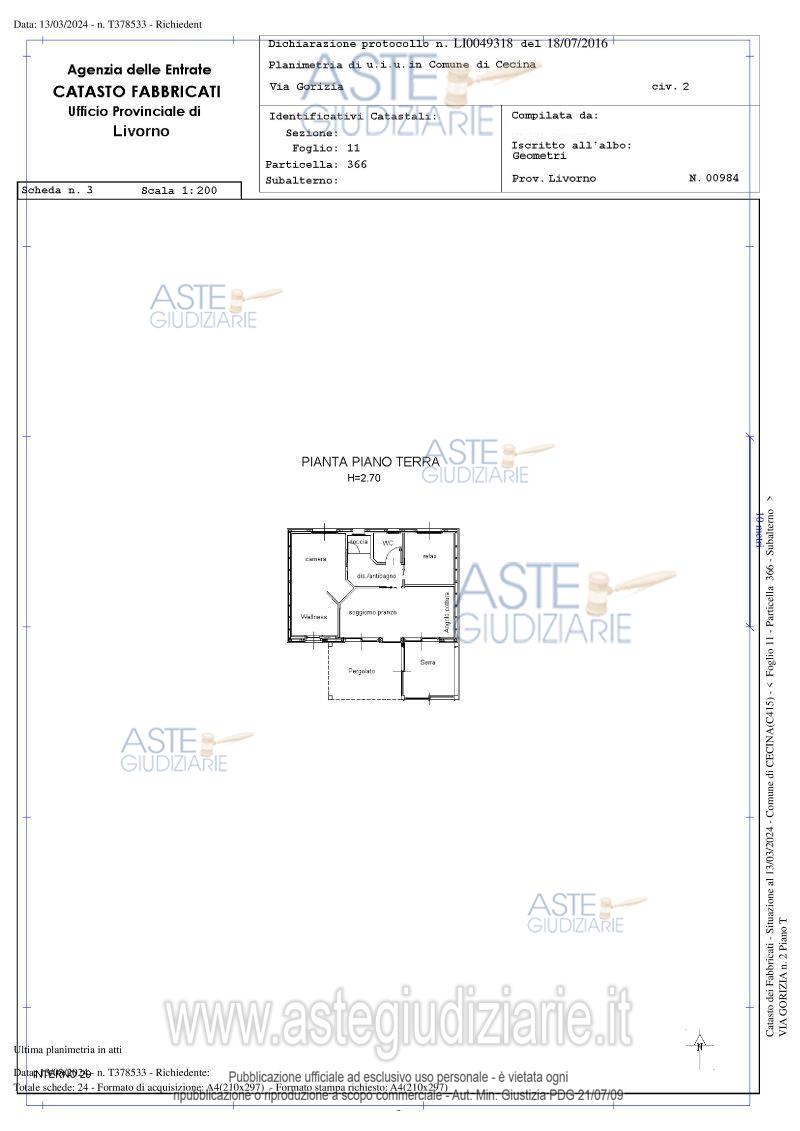 Planimetria del bene