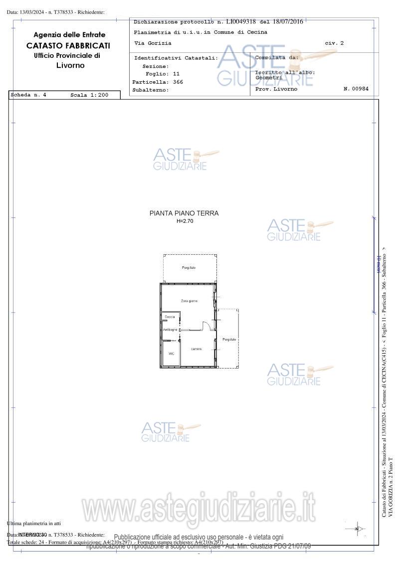 Planimetria del bene