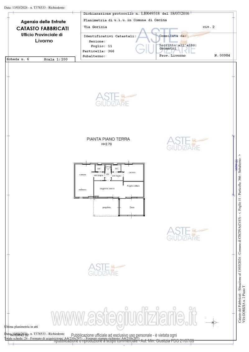 Planimetria del bene