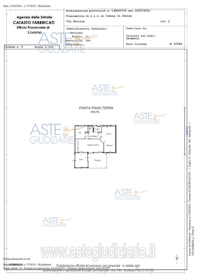 Planimetria del bene