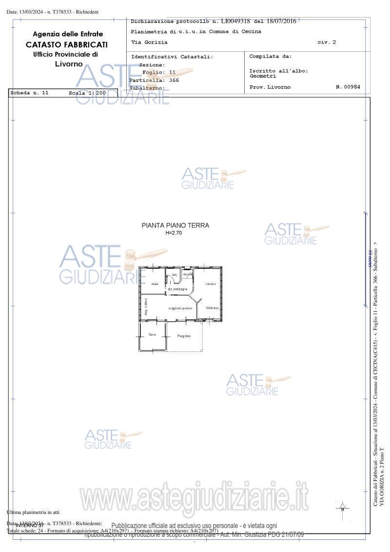 Planimetria del bene