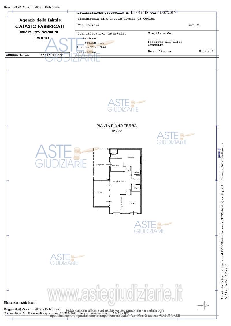 Planimetria del bene