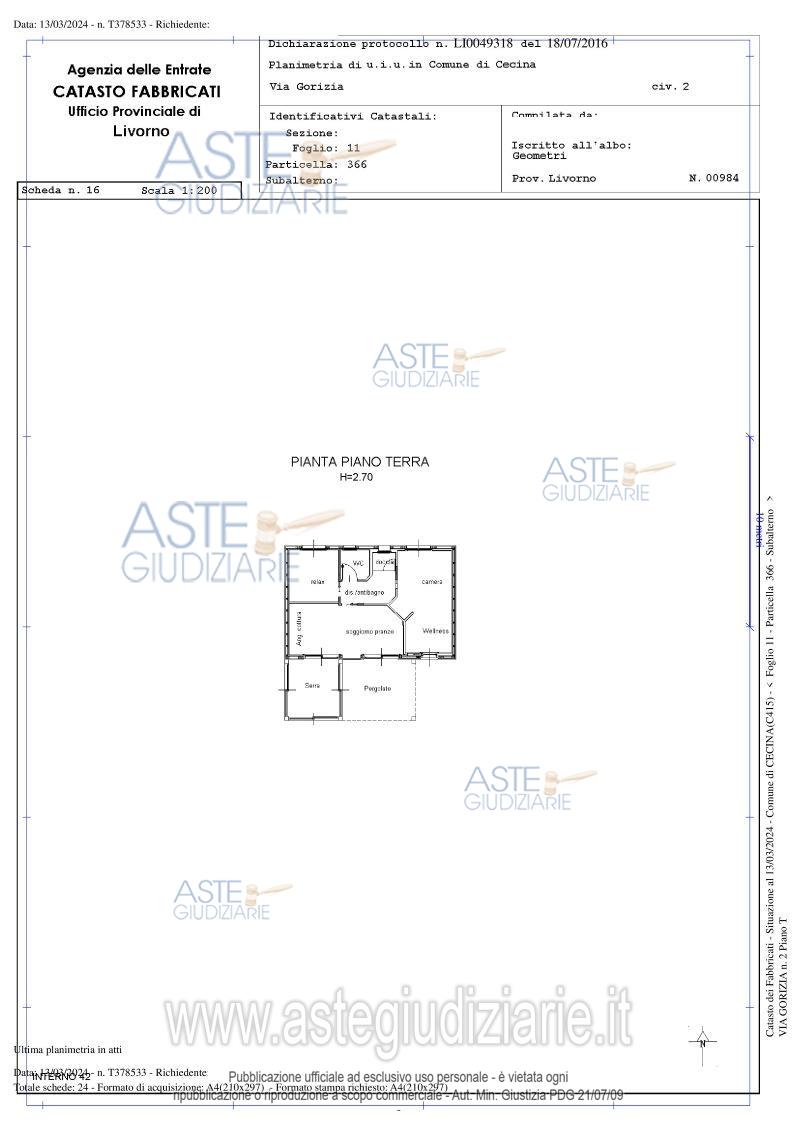 Planimetria del bene