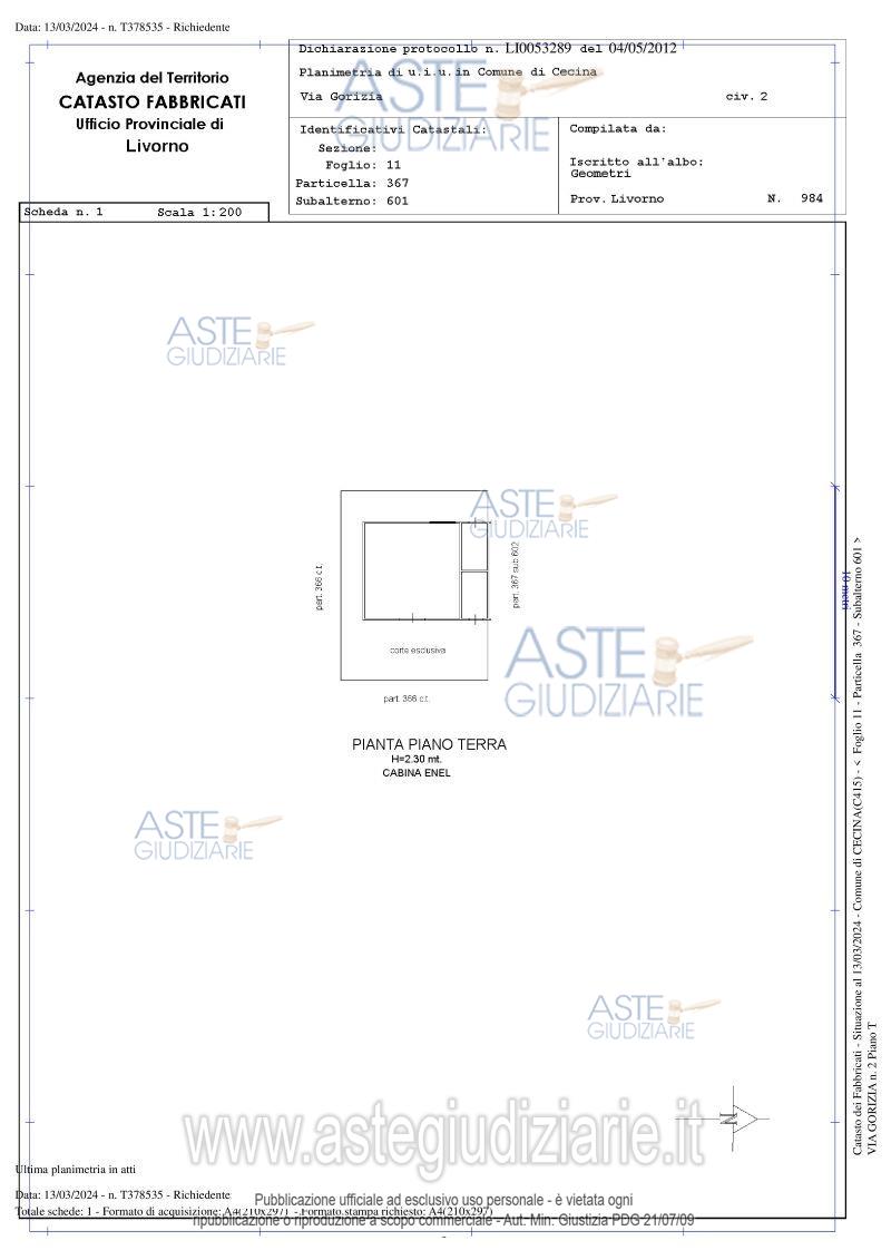 Planimetria del bene
