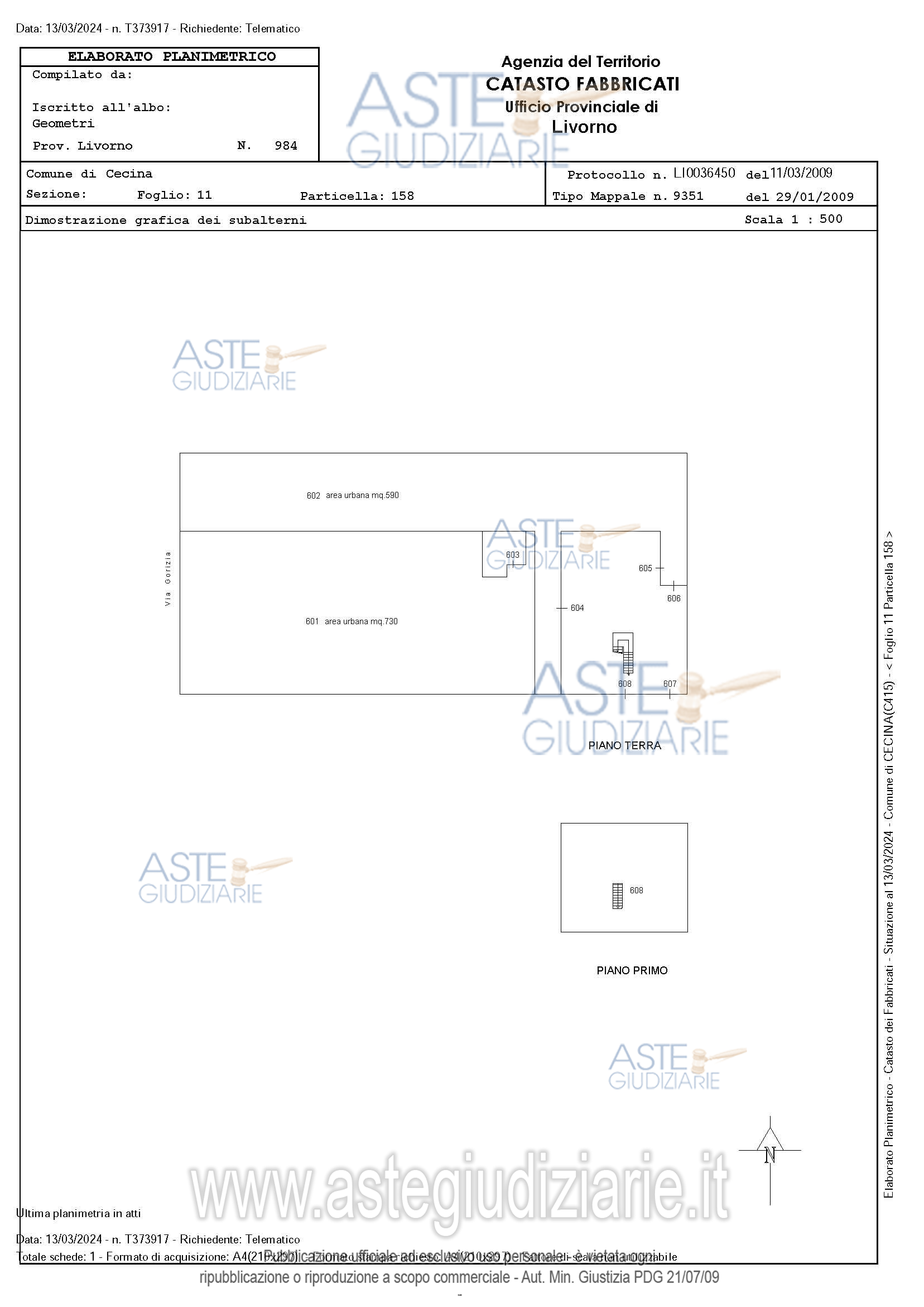 Planimetria del bene
