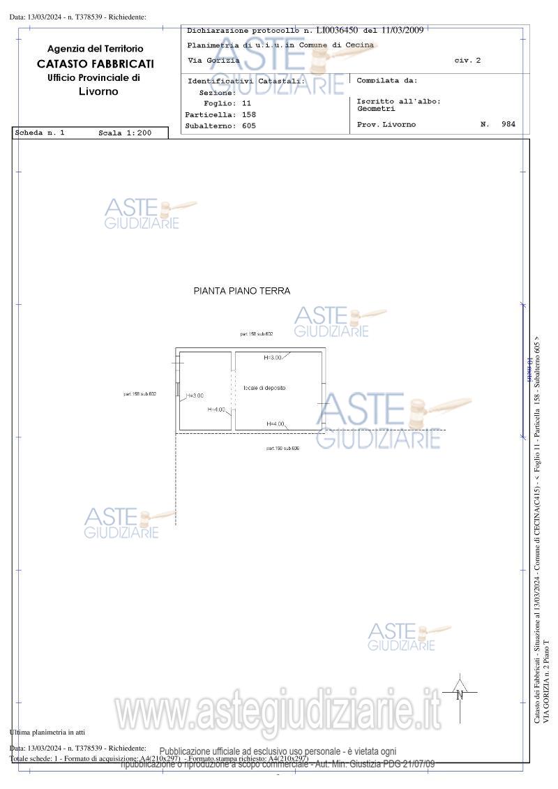 Planimetria del bene
