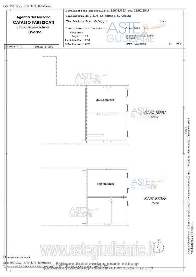 Planimetria del bene