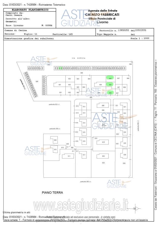 Planimetria del bene