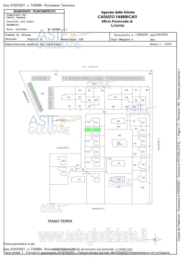 Planimetria del bene
