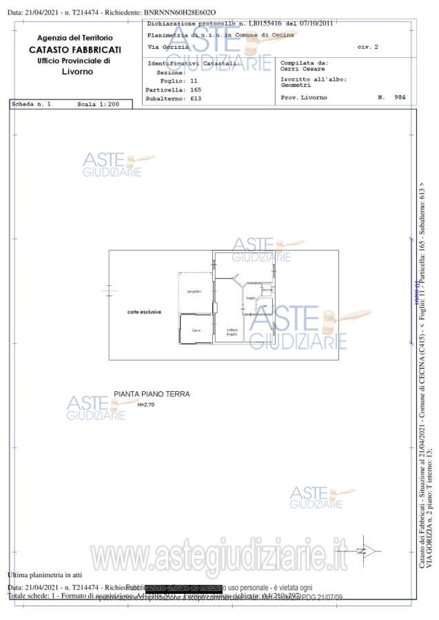Planimetria del bene