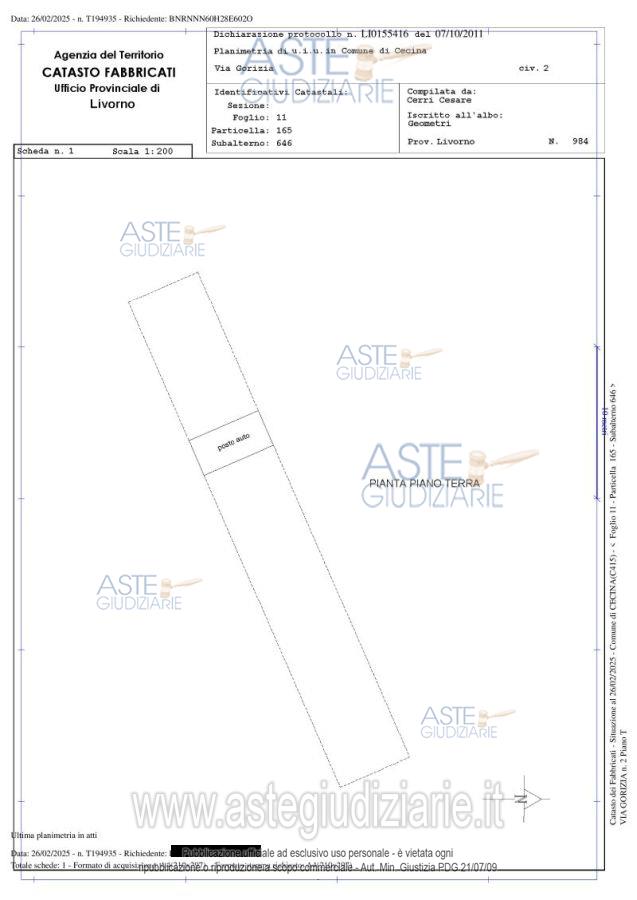 Planimetria del bene