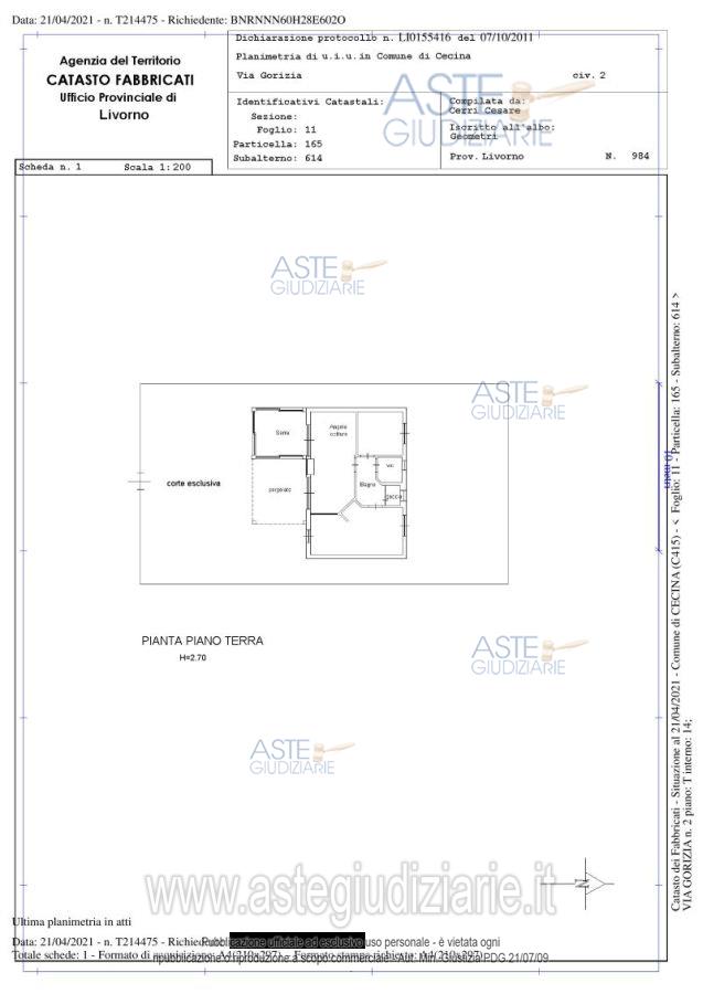 Planimetria del bene