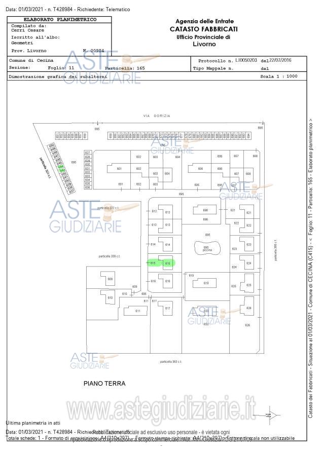 Planimetria del bene