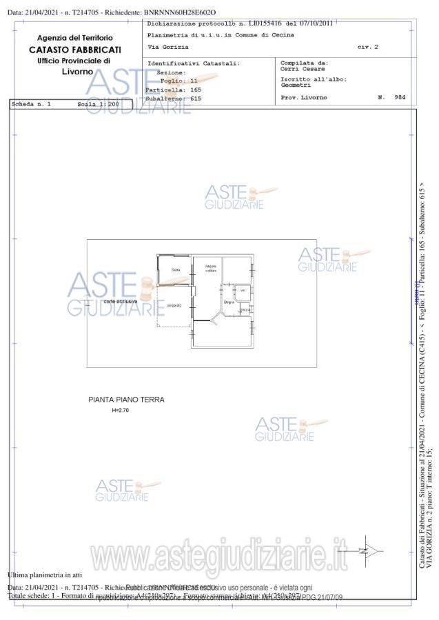 Planimetria del bene