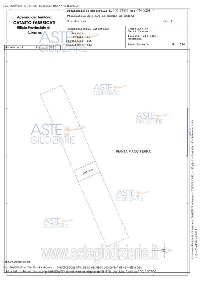 Planimetria del bene