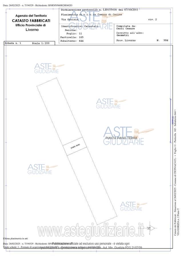 Planimetria del bene