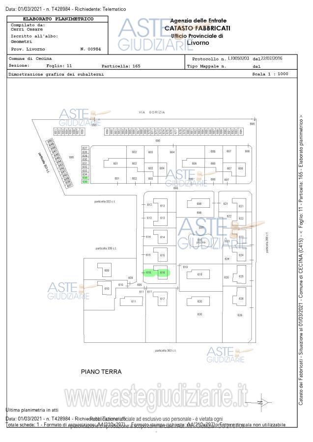 Planimetria del bene