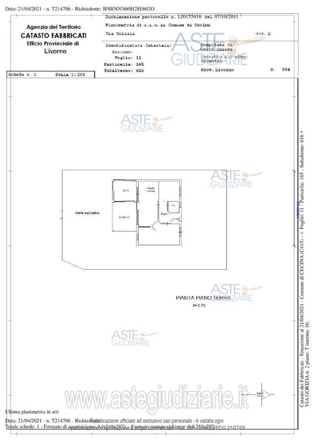 Planimetria del bene