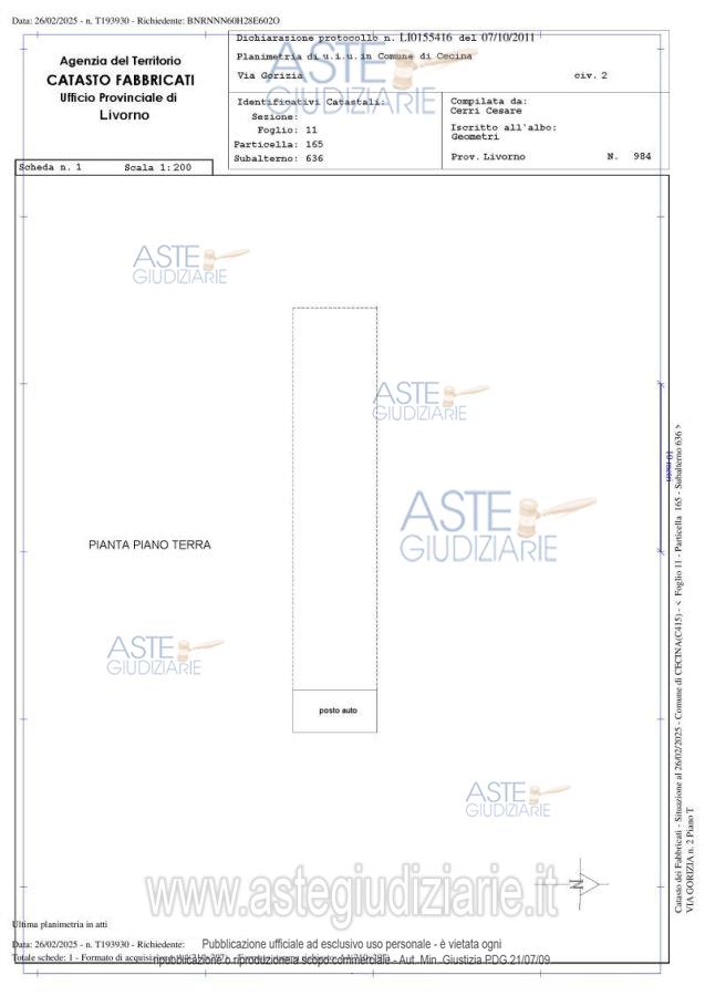 Planimetria del bene