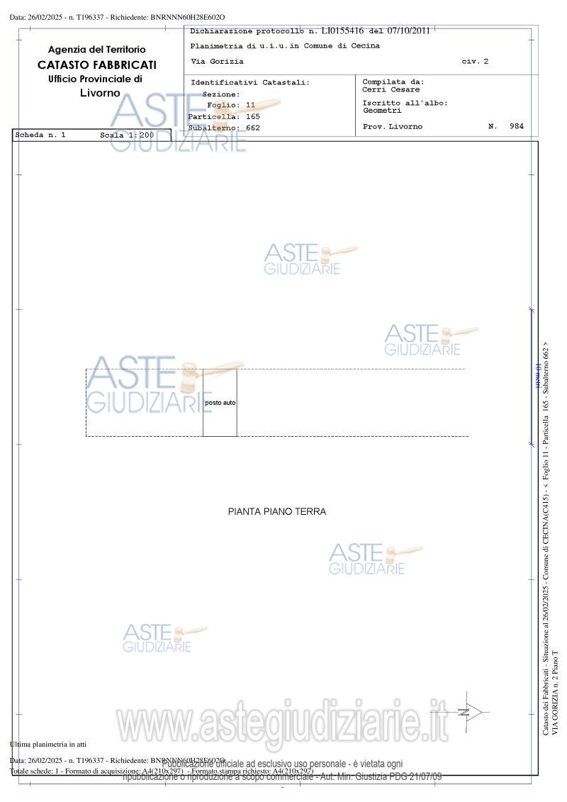 Planimetria del bene