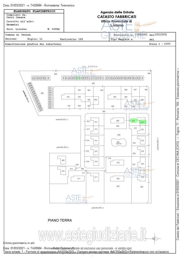 Planimetria del bene