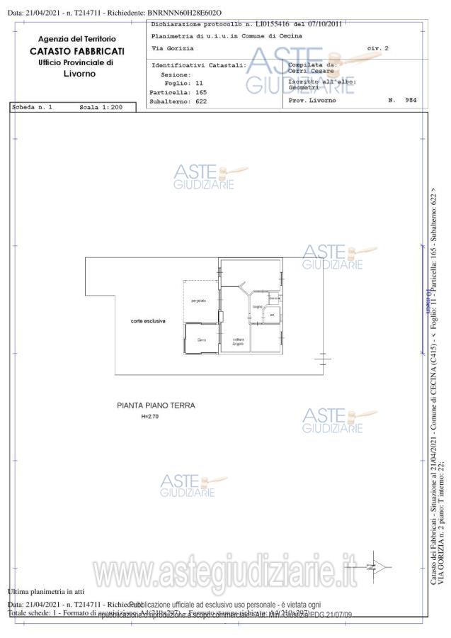 Planimetria del bene