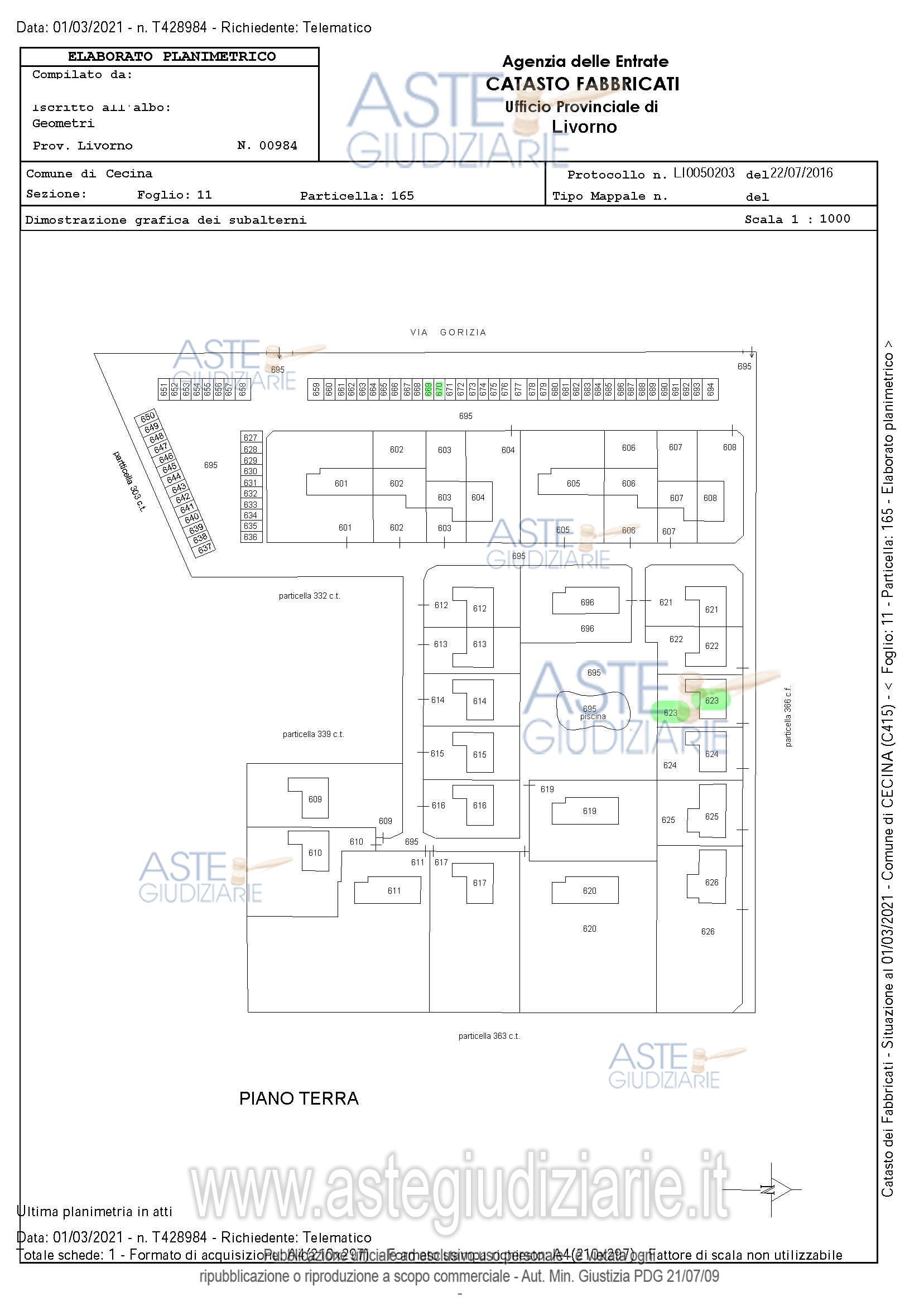 Planimetria del bene