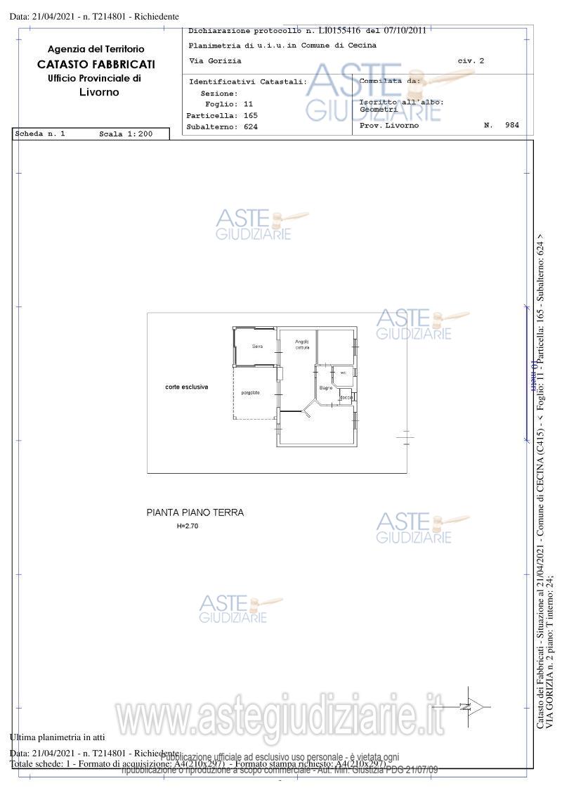 Planimetria del bene