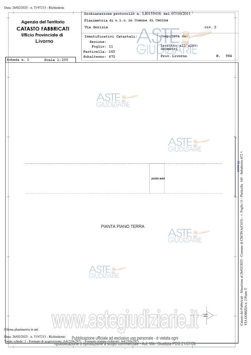 Planimetria del bene