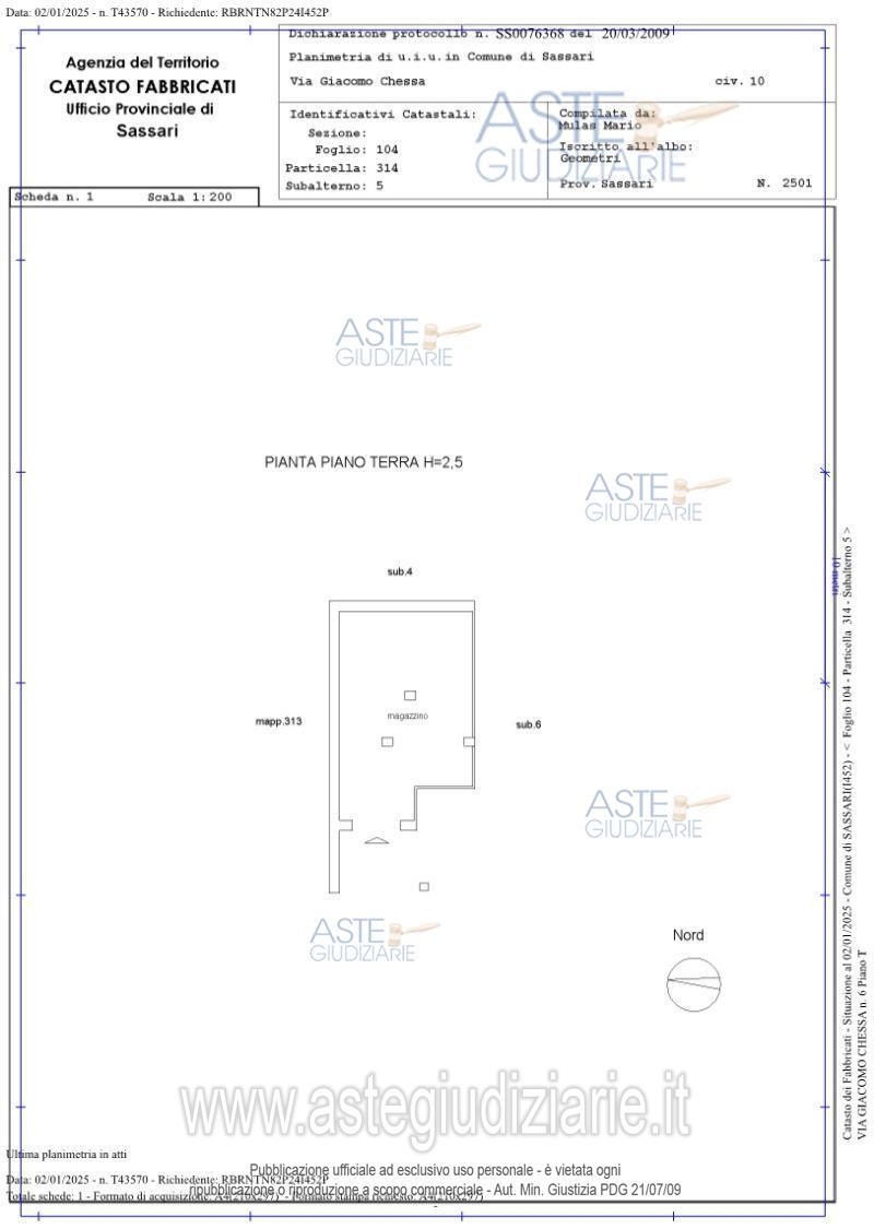 Planimetria del bene