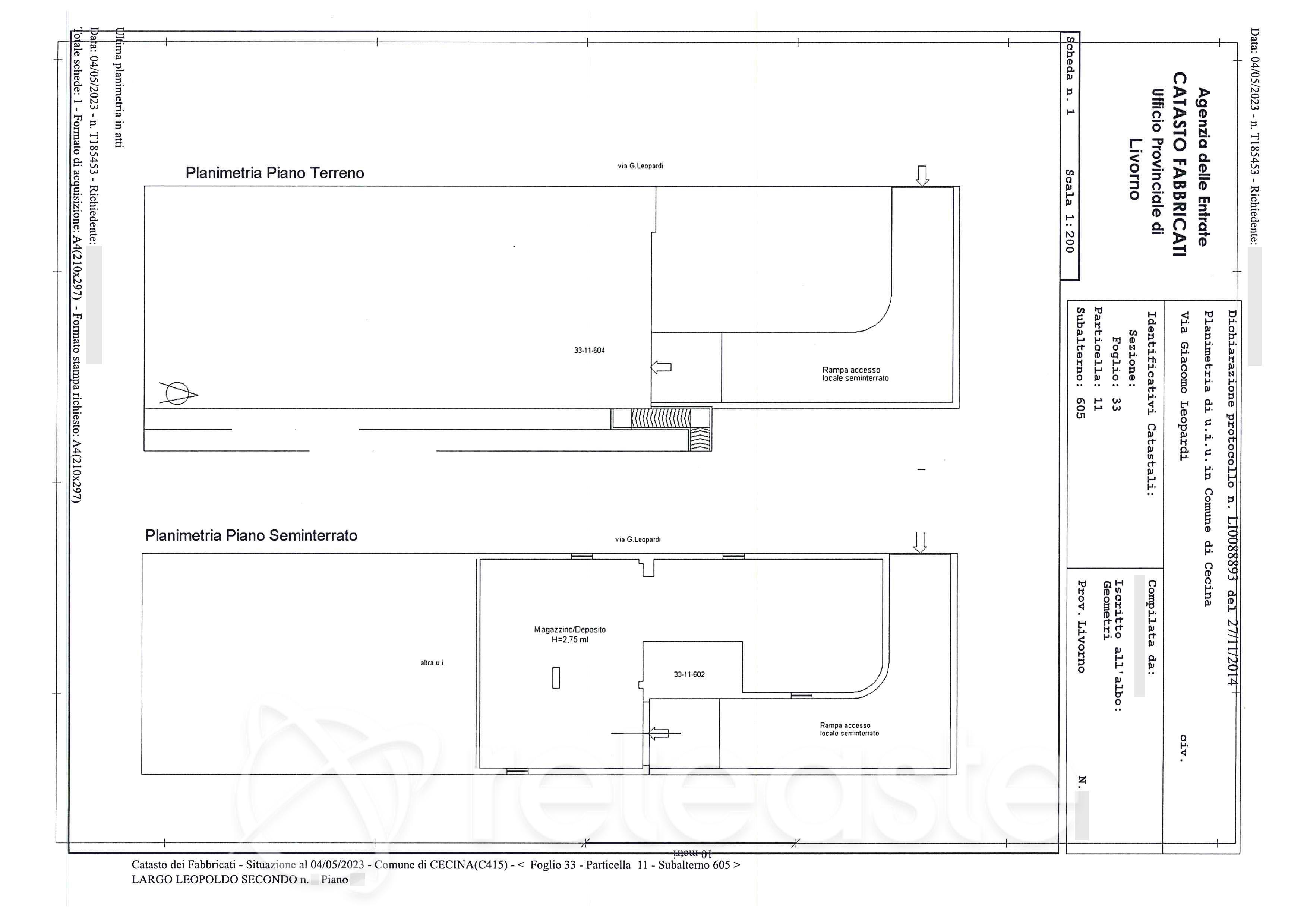 Planimetria del bene