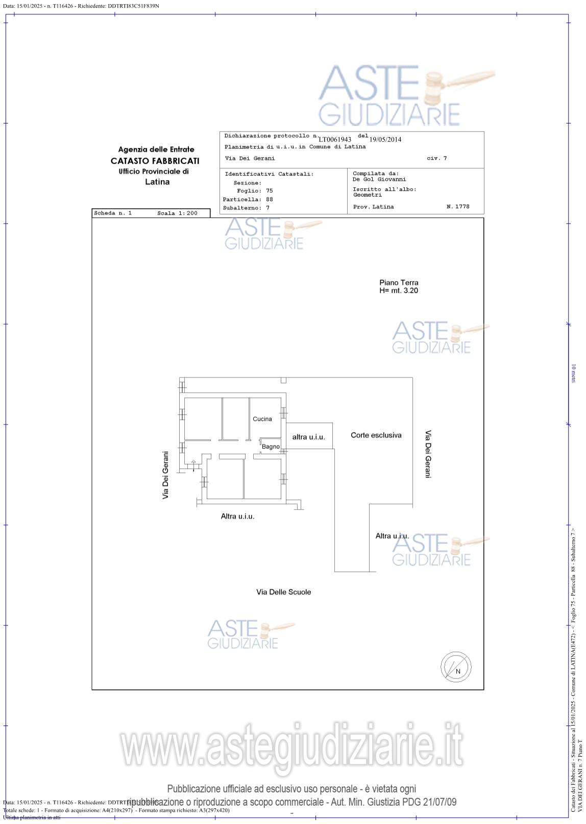 Planimetria del bene
