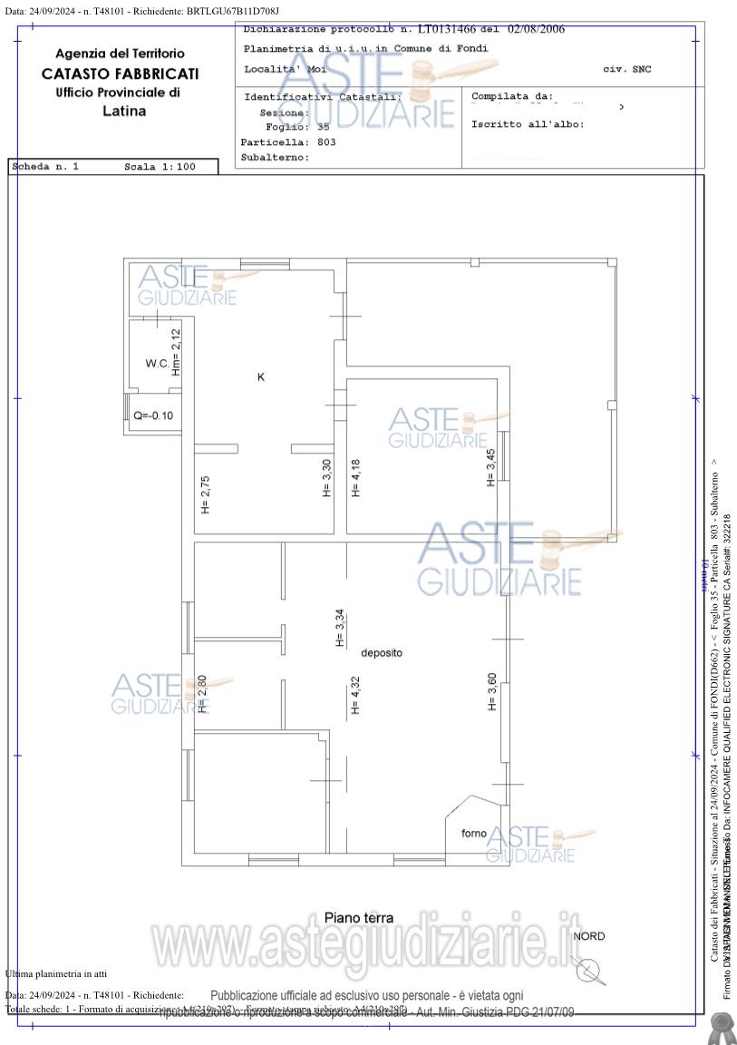 Planimetria del bene