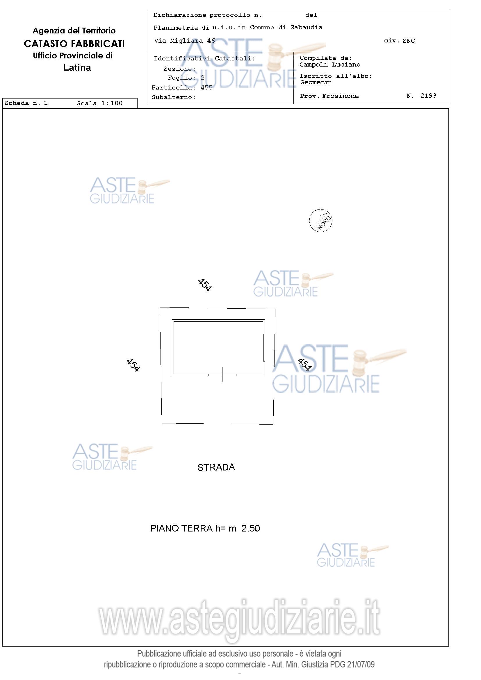 Planimetria del bene