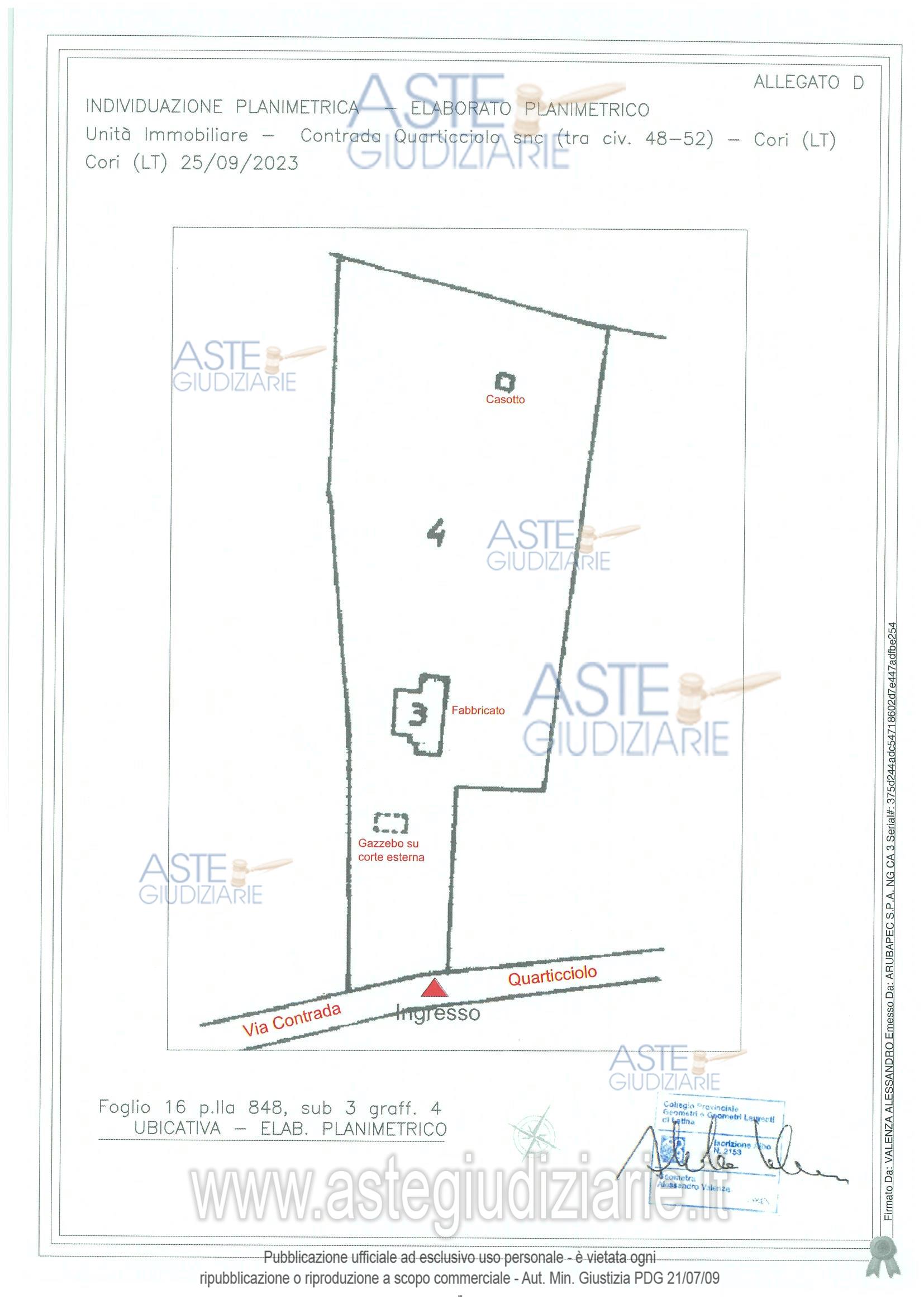 Planimetria del bene