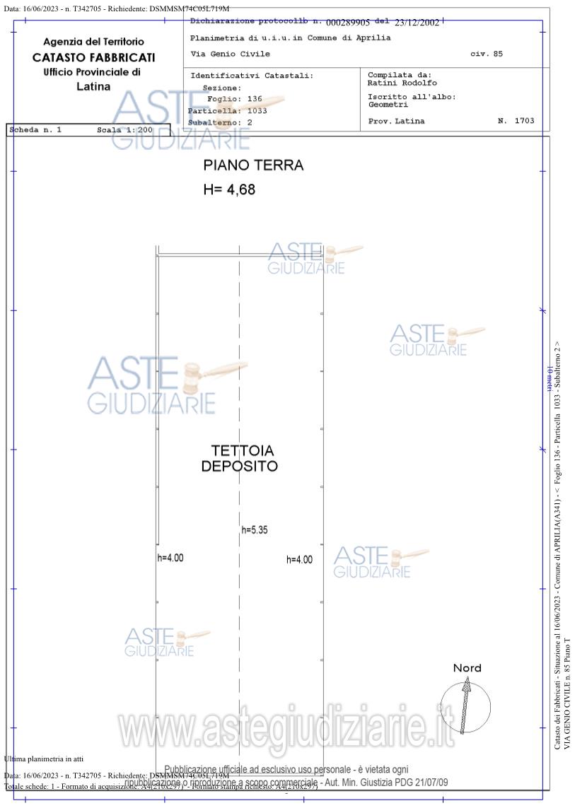 Planimetria del bene