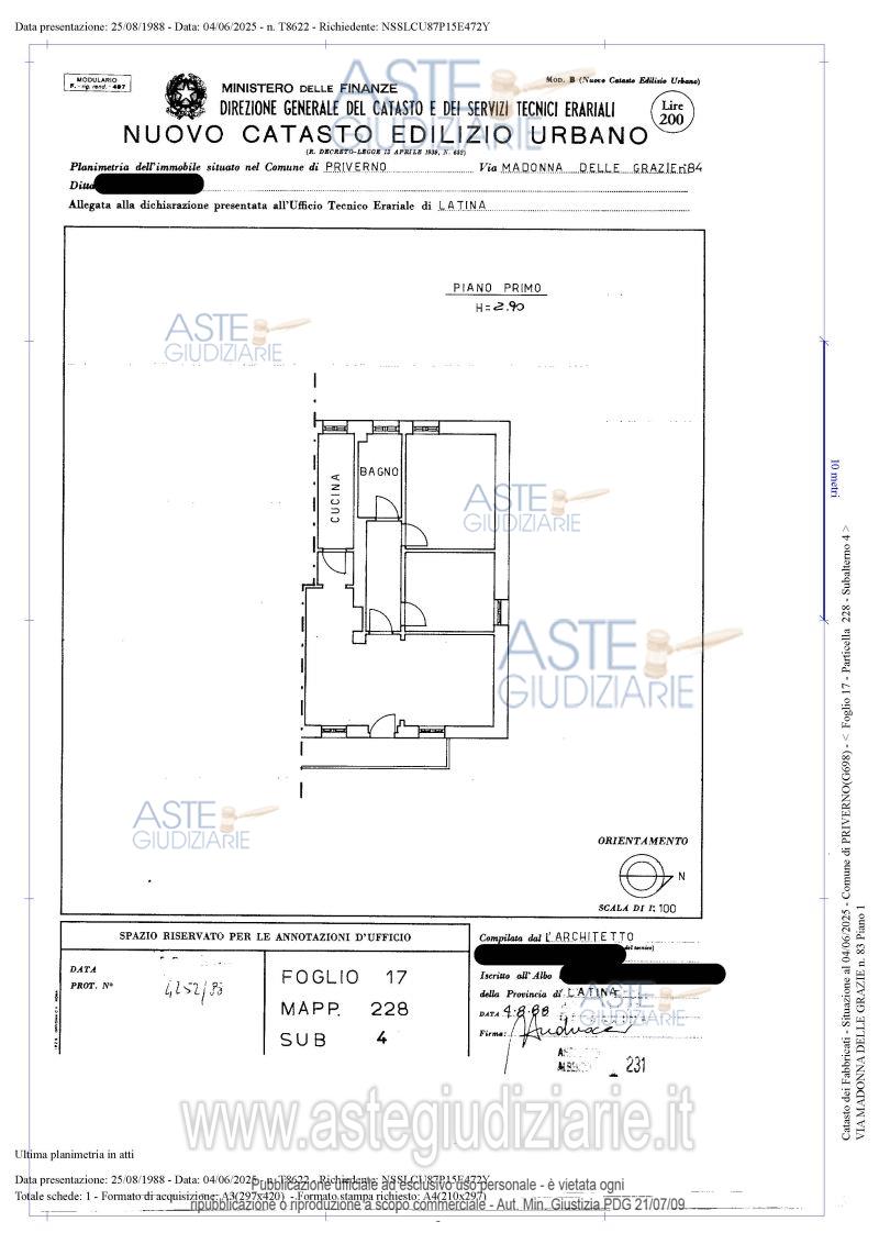 Planimetria del bene