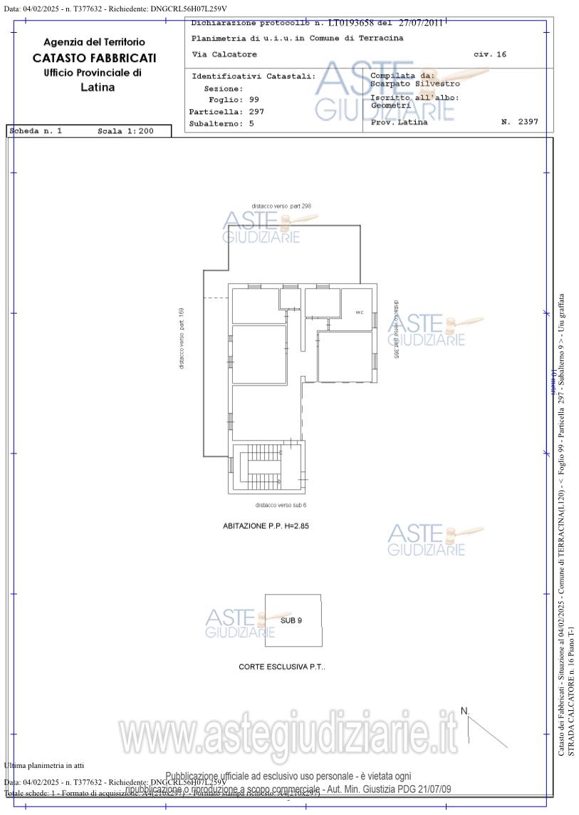 Planimetria del bene