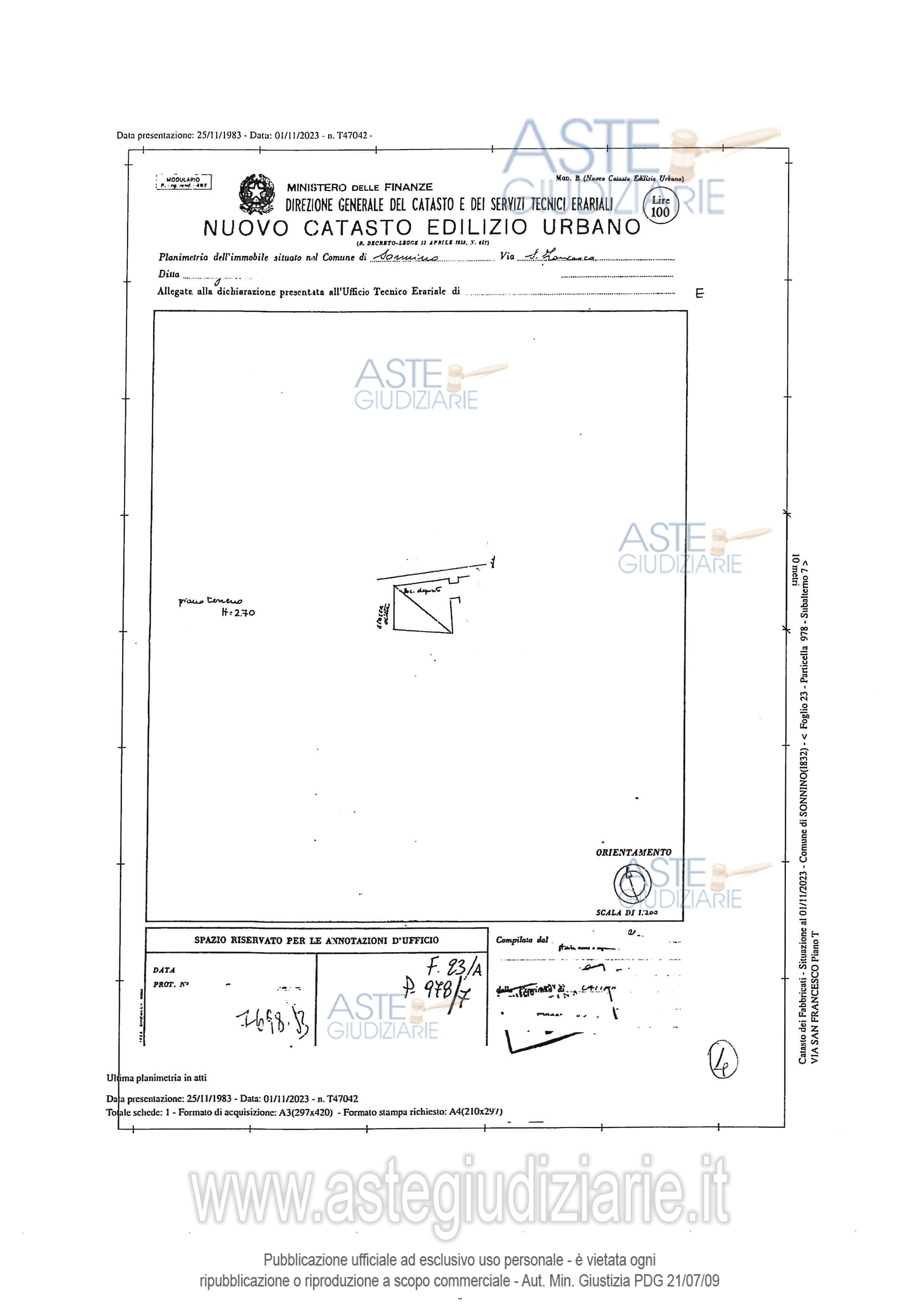 Planimetria del bene
