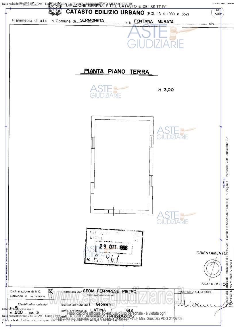 Planimetria del bene