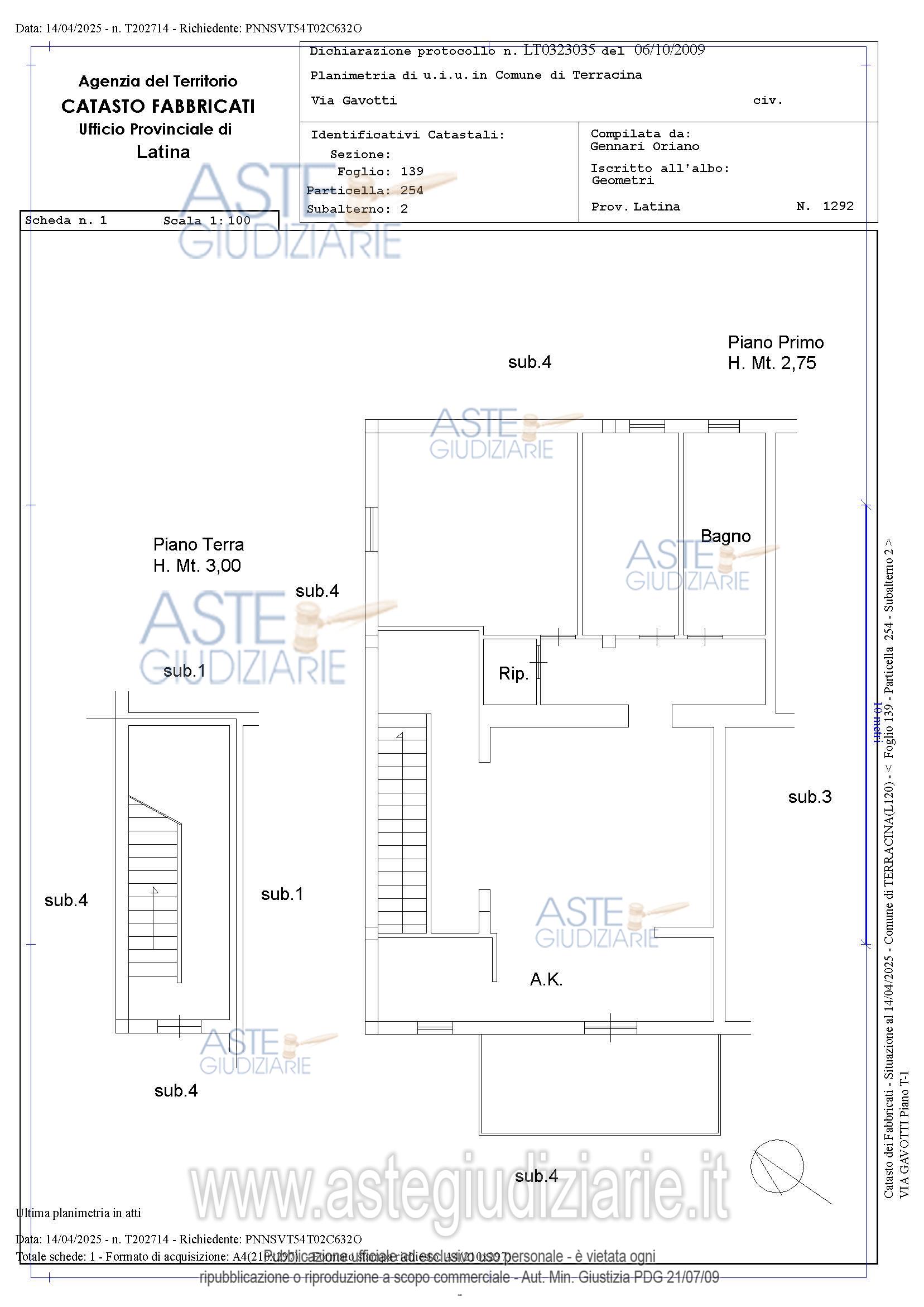 Planimetria del bene