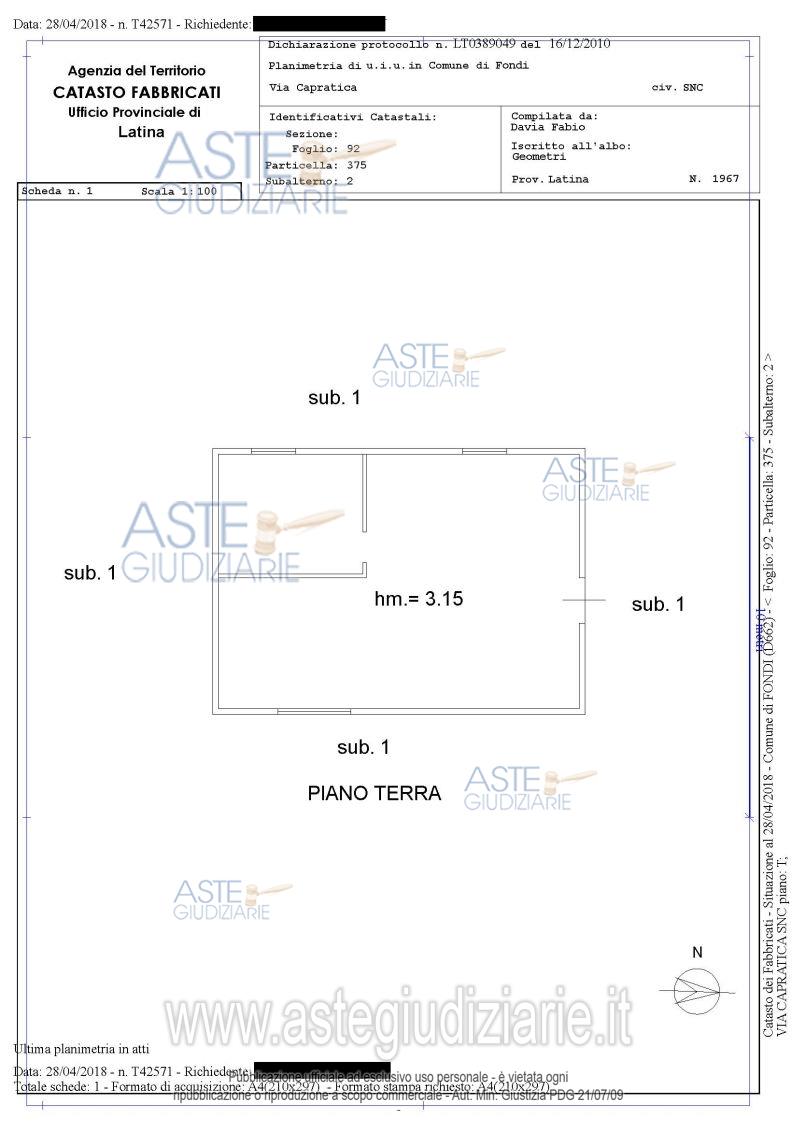 Planimetria del bene